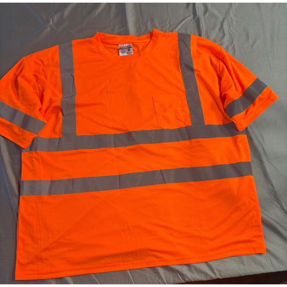 Safety Shirt Other - Safety Shirt Hi-Vis Orange Reflective‎ Class 3 Type R T2012 Mens 5XL Work Tee